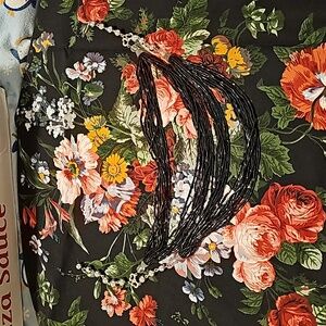 1950s iridescent bugle beads w/ aurora borealis stones